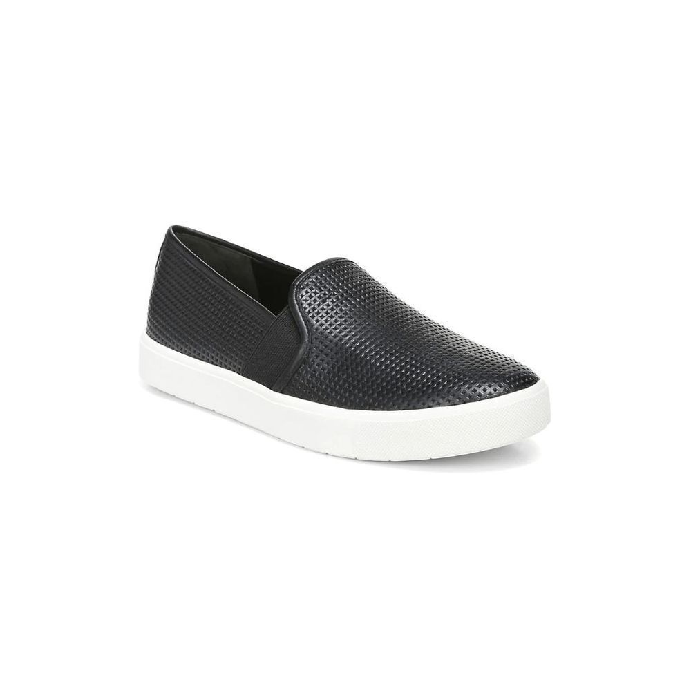 Vince Women's 8 Blair Perforated Leather Slip on Sneakers Black